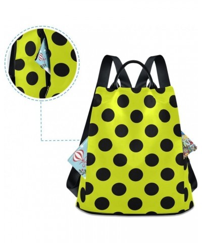 Backpack Purse for Women Fashion Travel Anti-theft Black Polka Dots Yellow Daypack Casual Shoulder Bag Medium Size $25.22 Bac...