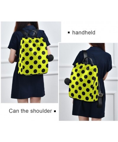 Backpack Purse for Women Fashion Travel Anti-theft Black Polka Dots Yellow Daypack Casual Shoulder Bag Medium Size $25.22 Bac...