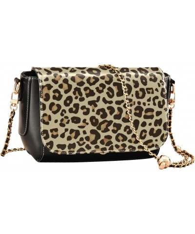 Crossbody Handbag Leopard Print Cute Beige PU Leather Shoulder Bag Sturdy Travel Pouch Compact Chic Bag for Women Everyday Us...