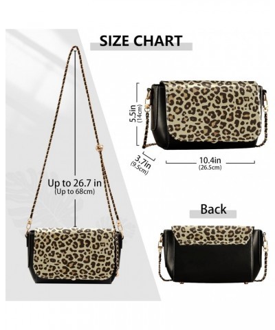 Crossbody Handbag Leopard Print Cute Beige PU Leather Shoulder Bag Sturdy Travel Pouch Compact Chic Bag for Women Everyday Us...