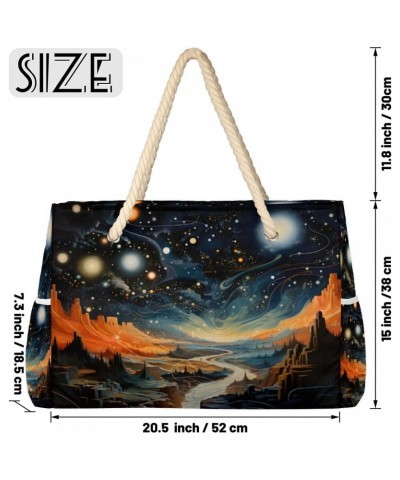 Stars Starry Sky Space Beach Bags for Women Large Tote Bag with Zipper and Pockets Waterproof Sandproof Accessories Swim Pool...