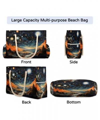 Stars Starry Sky Space Beach Bags for Women Large Tote Bag with Zipper and Pockets Waterproof Sandproof Accessories Swim Pool...