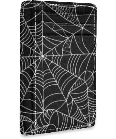 White Spider Web Slim Minimalist Wallets Rfid Blocking Card Wallets PU Leather Front Pocket Wallets for Men and Women $9.53 W...