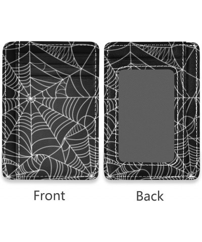 White Spider Web Slim Minimalist Wallets Rfid Blocking Card Wallets PU Leather Front Pocket Wallets for Men and Women $9.53 W...