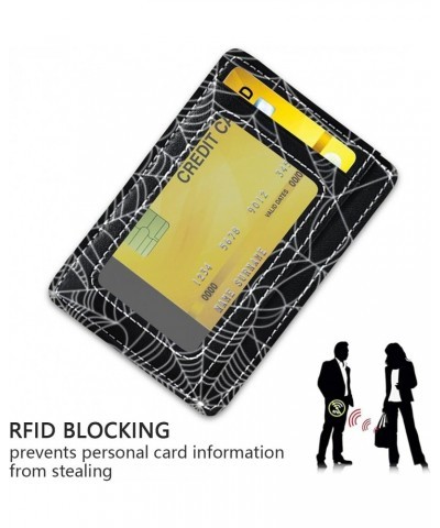 White Spider Web Slim Minimalist Wallets Rfid Blocking Card Wallets PU Leather Front Pocket Wallets for Men and Women $9.53 W...