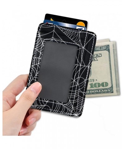 White Spider Web Slim Minimalist Wallets Rfid Blocking Card Wallets PU Leather Front Pocket Wallets for Men and Women $9.53 W...