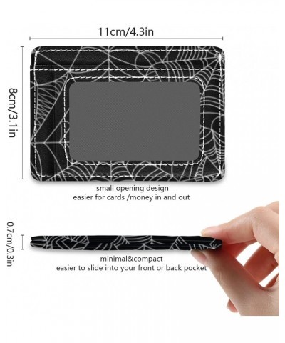 White Spider Web Slim Minimalist Wallets Rfid Blocking Card Wallets PU Leather Front Pocket Wallets for Men and Women $9.53 W...