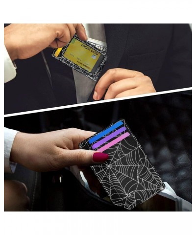 White Spider Web Slim Minimalist Wallets Rfid Blocking Card Wallets PU Leather Front Pocket Wallets for Men and Women $9.53 W...