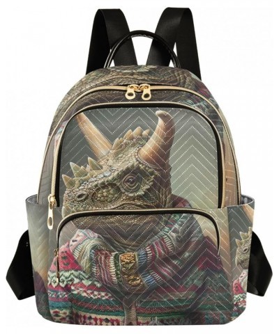 Magic Castle Quilted Backpack Purse Women Backpack Purse Anti Theft Backpack Dino in Sweater Small $13.99 Backpacks