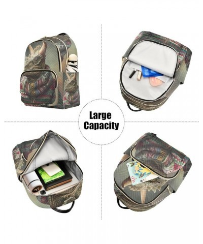 Magic Castle Quilted Backpack Purse Women Backpack Purse Anti Theft Backpack Dino in Sweater Small $13.99 Backpacks