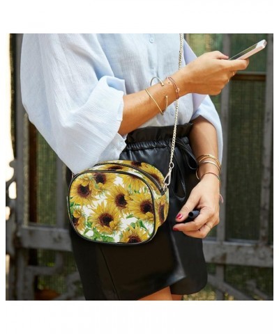 Crossbody Bag Watercolor Flower Women's Shoulder Handbag with Chain Strap and Tassel Sunflower $12.23 Crossbody Bags