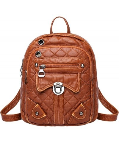 Retro Soft Leather Women Shoulder Bag Fashion Travel Fashion Bag Quality Lock Buckle Womens Backpacks (Color : Brown, Size : ...