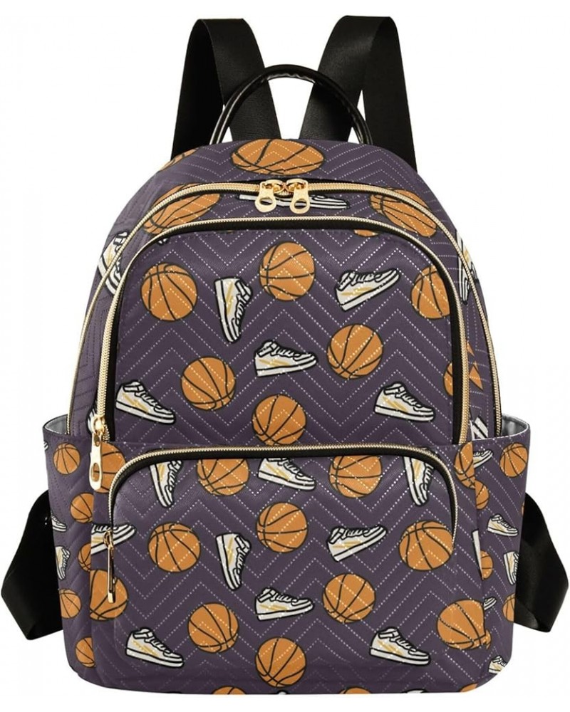 Basketball Pattern Backpack for Women Shoulder Bag Lightweight Mini Backpack Casual Daypack for Travel Small(11.41'' x 6.1'' ...