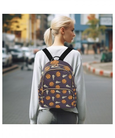 Basketball Pattern Backpack for Women Shoulder Bag Lightweight Mini Backpack Casual Daypack for Travel Small(11.41'' x 6.1'' ...