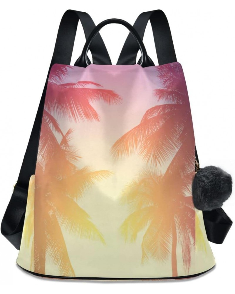 Coconut Tree Tropical Coast Polyester Backpack Purse Travel Bag for Women Fashion Back Pack Shoulder Bag $21.19 Backpacks