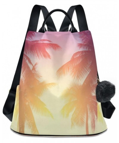 Coconut Tree Tropical Coast Polyester Backpack Purse Travel Bag for Women Fashion Back Pack Shoulder Bag $21.19 Backpacks