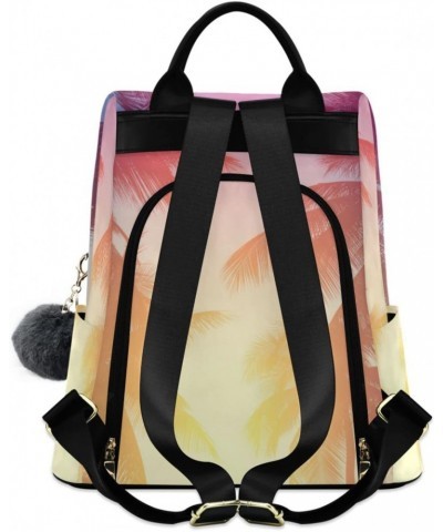 Coconut Tree Tropical Coast Polyester Backpack Purse Travel Bag for Women Fashion Back Pack Shoulder Bag $21.19 Backpacks