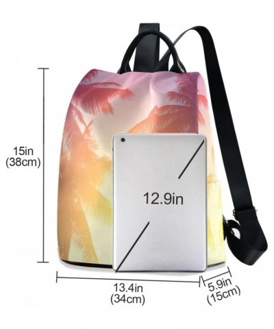 Coconut Tree Tropical Coast Polyester Backpack Purse Travel Bag for Women Fashion Back Pack Shoulder Bag $21.19 Backpacks