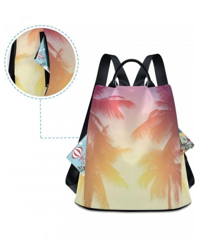 Coconut Tree Tropical Coast Polyester Backpack Purse Travel Bag for Women Fashion Back Pack Shoulder Bag $21.19 Backpacks