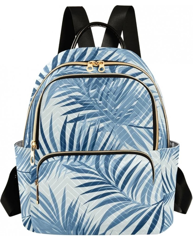 Mini Backpack Purse for Women, Ink-blue Leaf Travel Bag Casual Daypack Shoulder Bag Medium $14.40 Backpacks