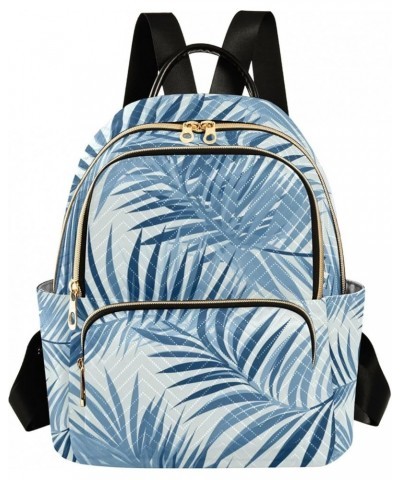 Mini Backpack Purse for Women, Ink-blue Leaf Travel Bag Casual Daypack Shoulder Bag Medium $14.40 Backpacks