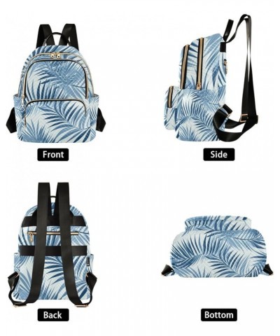 Mini Backpack Purse for Women, Ink-blue Leaf Travel Bag Casual Daypack Shoulder Bag Medium $14.40 Backpacks