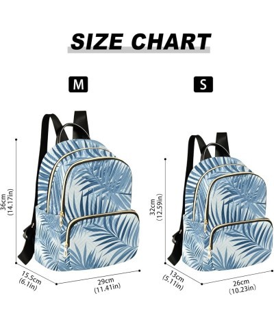 Mini Backpack Purse for Women, Ink-blue Leaf Travel Bag Casual Daypack Shoulder Bag Medium $14.40 Backpacks