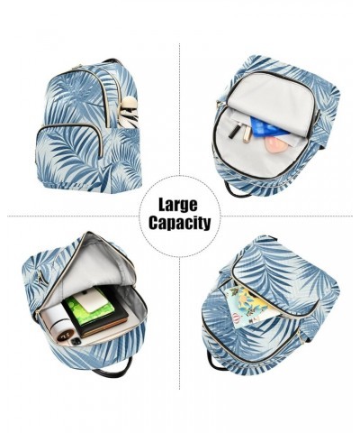 Mini Backpack Purse for Women, Ink-blue Leaf Travel Bag Casual Daypack Shoulder Bag Medium $14.40 Backpacks