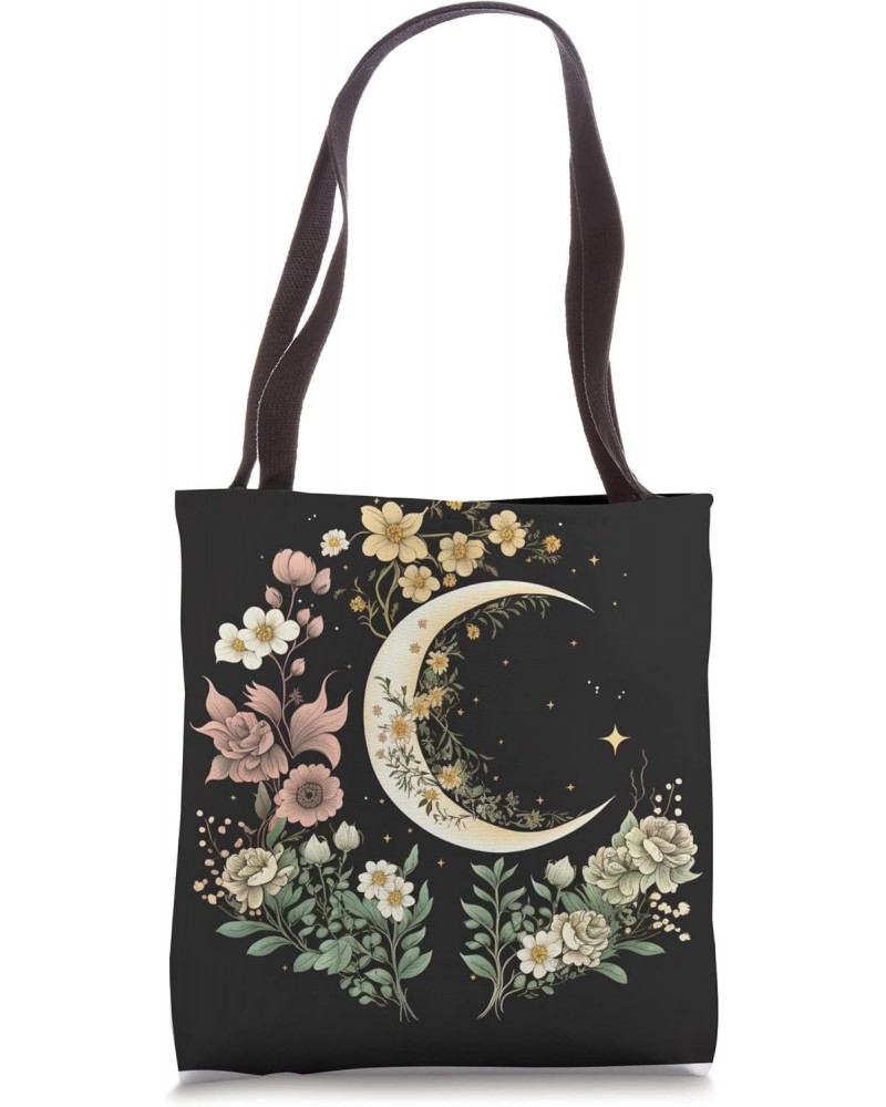 Floral Moon Phase flower crescent moon cool eclipse moon Tote Bag $13.52 Totes