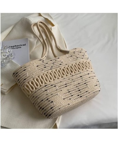 2023 New Summer Beach Bag for Women Large Size Knitting Totebag Girls Summer Vocation Straw Bag Shoulder Shopper Black Dots $...