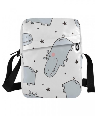 Crossbody Phone Bag Cute Hippo Star Small Messenger Shoulder Bag Cash Handbag Wallet Purse(236rh1b) $12.53 Crossbody Bags