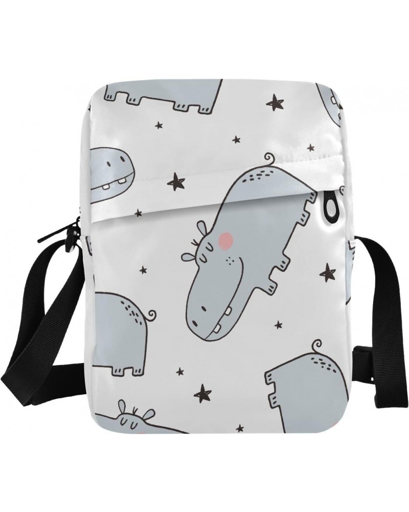 Crossbody Phone Bag Cute Hippo Star Small Messenger Shoulder Bag Cash Handbag Wallet Purse(236rh1b) $12.53 Crossbody Bags