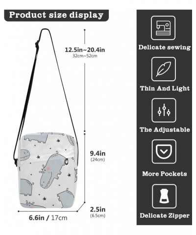 Crossbody Phone Bag Cute Hippo Star Small Messenger Shoulder Bag Cash Handbag Wallet Purse(236rh1b) $12.53 Crossbody Bags