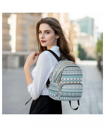 Ethnic Triangle Geometric Mini Backpack Purse for Women, Ethnic Mexican Indian Ornament Travel Backpack Fashion Backpack Hand...