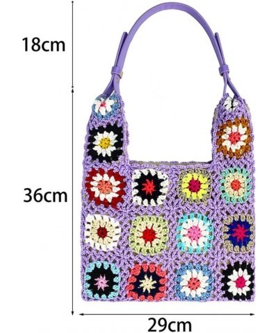 Women's Crochet Knitted Tote Bag Aesthetic Floral Summer Beach Bag Casual Mesh Shoulder Bag Woven Hobo Bag for Vacation White...