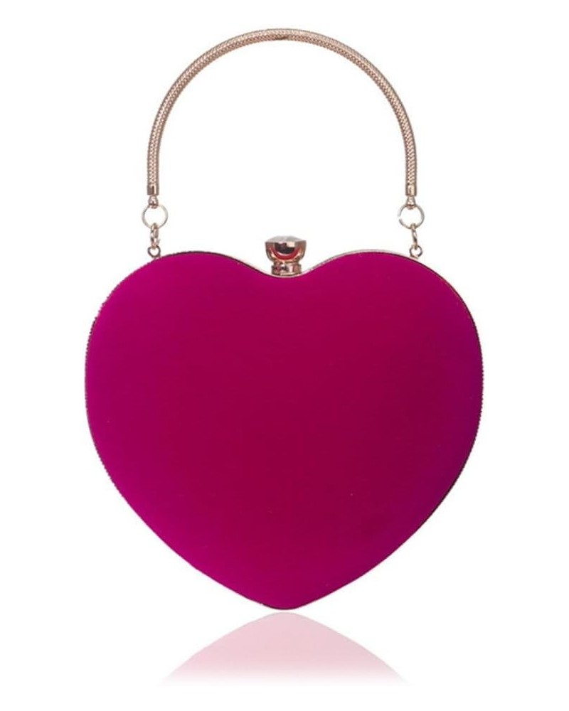 Velvet Clutch Evening Bags for Women Heart Shape Clutch Purses Crossbody Handbags for Wedding Party Club Rose Red $18.22 Even...