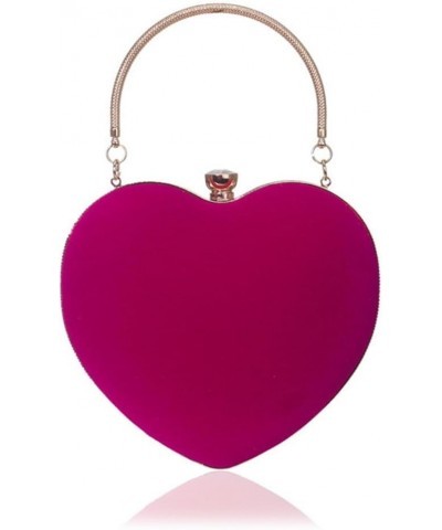 Velvet Clutch Evening Bags for Women Heart Shape Clutch Purses Crossbody Handbags for Wedding Party Club Rose Red $18.22 Even...