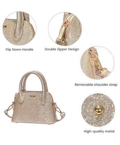 Small Crossbody Bags for Women Classic Double Zip Top Handle Dome Satchel Bag Shoulder Purse Mini Shining Champagne $30.82 Sa...