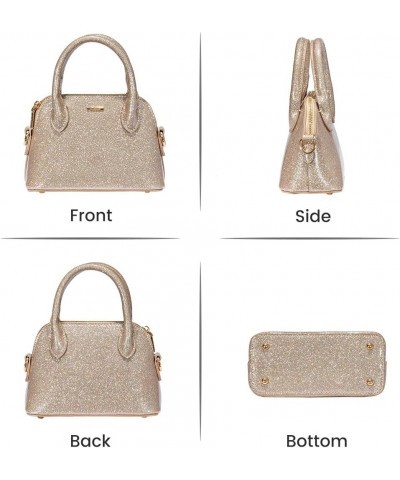 Small Crossbody Bags for Women Classic Double Zip Top Handle Dome Satchel Bag Shoulder Purse Mini Shining Champagne $30.82 Sa...