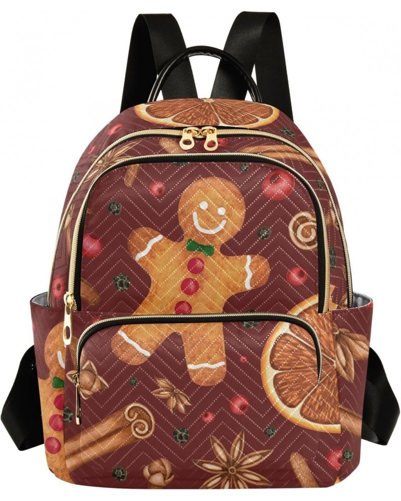 Christmas Ginger Cookie Fashion Backpack Purse for Women Multipurpose Casual Daypack with Multi Pockets & Secured Zipper Ladi...