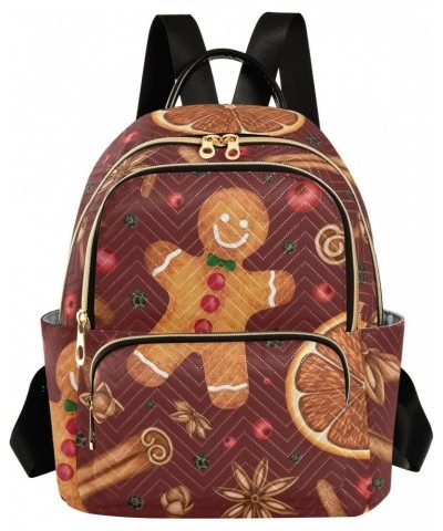 Christmas Ginger Cookie Fashion Backpack Purse for Women Multipurpose Casual Daypack with Multi Pockets & Secured Zipper Ladi...