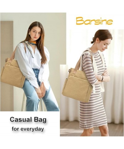 Women's Canvas Book Tote Bag with Pockets Zipper for College Work Library Lightweight Handbag Purse Camel $16.16 Crossbody Bags