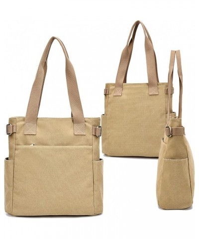 Women's Canvas Book Tote Bag with Pockets Zipper for College Work Library Lightweight Handbag Purse Camel $16.16 Crossbody Bags