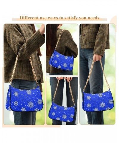 Christmas with Snowflakes Blue Shoulder Handbags for Women Travel Hobo Tote Handbag Women Gold Chain Shoulder Bags Purse with...