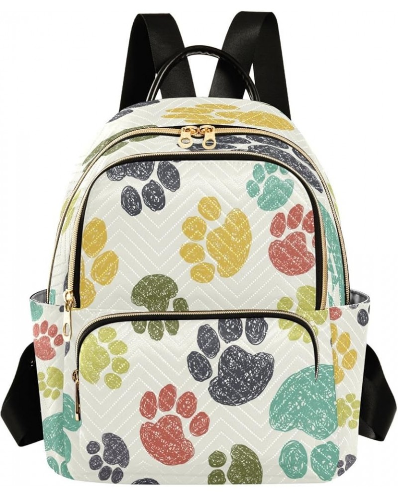 Fashion Backpack Mini Backpack Purse Casual Daily Backpack Colorful Dog Footprints for Travel for College Work Small $20.39 B...