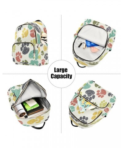 Fashion Backpack Mini Backpack Purse Casual Daily Backpack Colorful Dog Footprints for Travel for College Work Small $20.39 B...