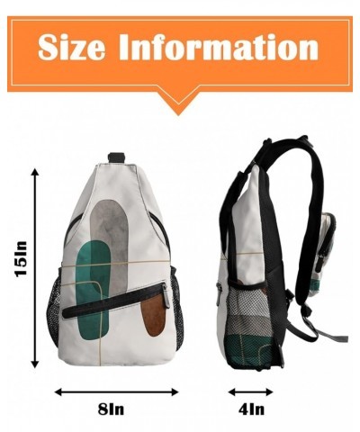 Sling Bag Crossbody Bag for Women Men Mid Century Tropical Leaves Abstract Art Waterproof Hiking Backpack Lightweight Chest S...