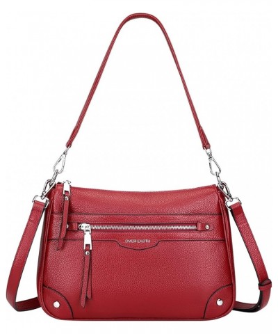 Leather Crossbody Bags for Women Small Hobo Purses Ladies Shoulder Bag Wine Red $31.89 Crossbody Bags