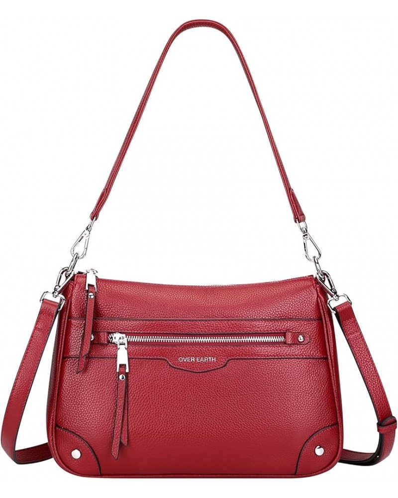 Leather Crossbody Bags for Women Small Hobo Purses Ladies Shoulder Bag Wine Red $31.89 Crossbody Bags