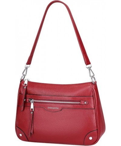 Leather Crossbody Bags for Women Small Hobo Purses Ladies Shoulder Bag Wine Red $31.89 Crossbody Bags